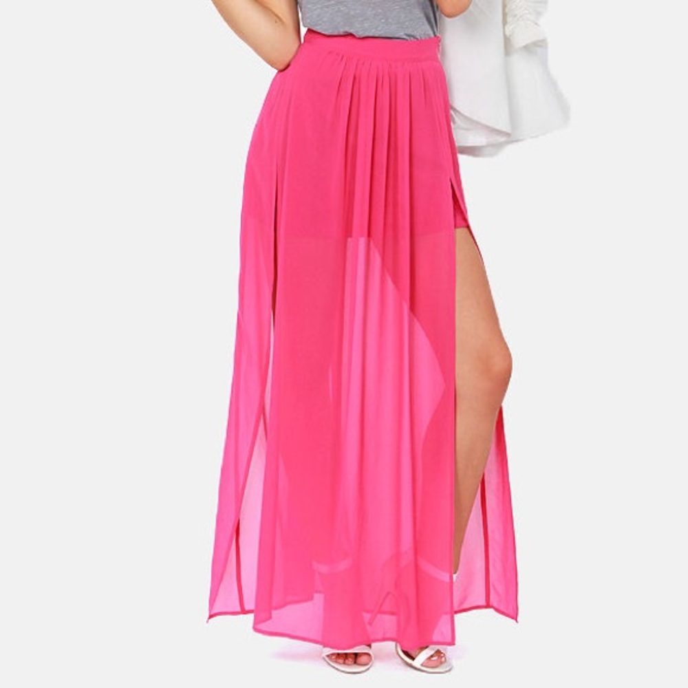 Hot Pink Maxi Skirt with side slits